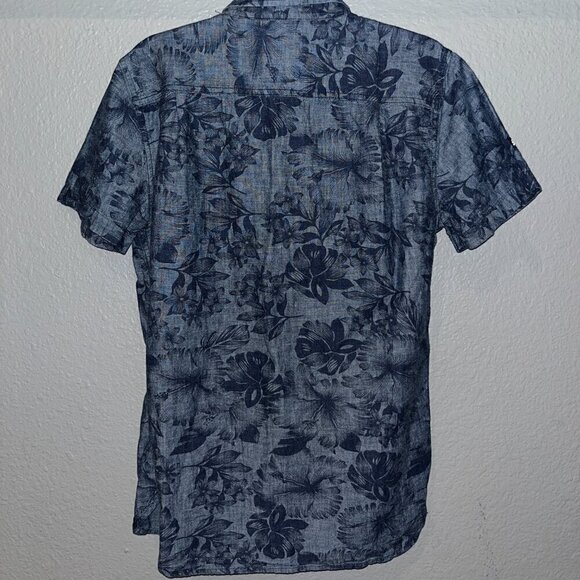 VINTAGE SUPERDRY SHIRTING Short Sleeve Men's Button Up Shirt - Floral Denim - S - Picture 4 of 6